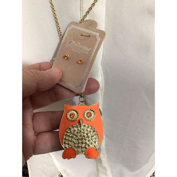 NWT Vintage Owl Necklace & Earrings Set Pendant 🦉 - Picture 4 of 11